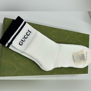 Gucci unisex logo imtarsia stretch, cotton blend socks size large